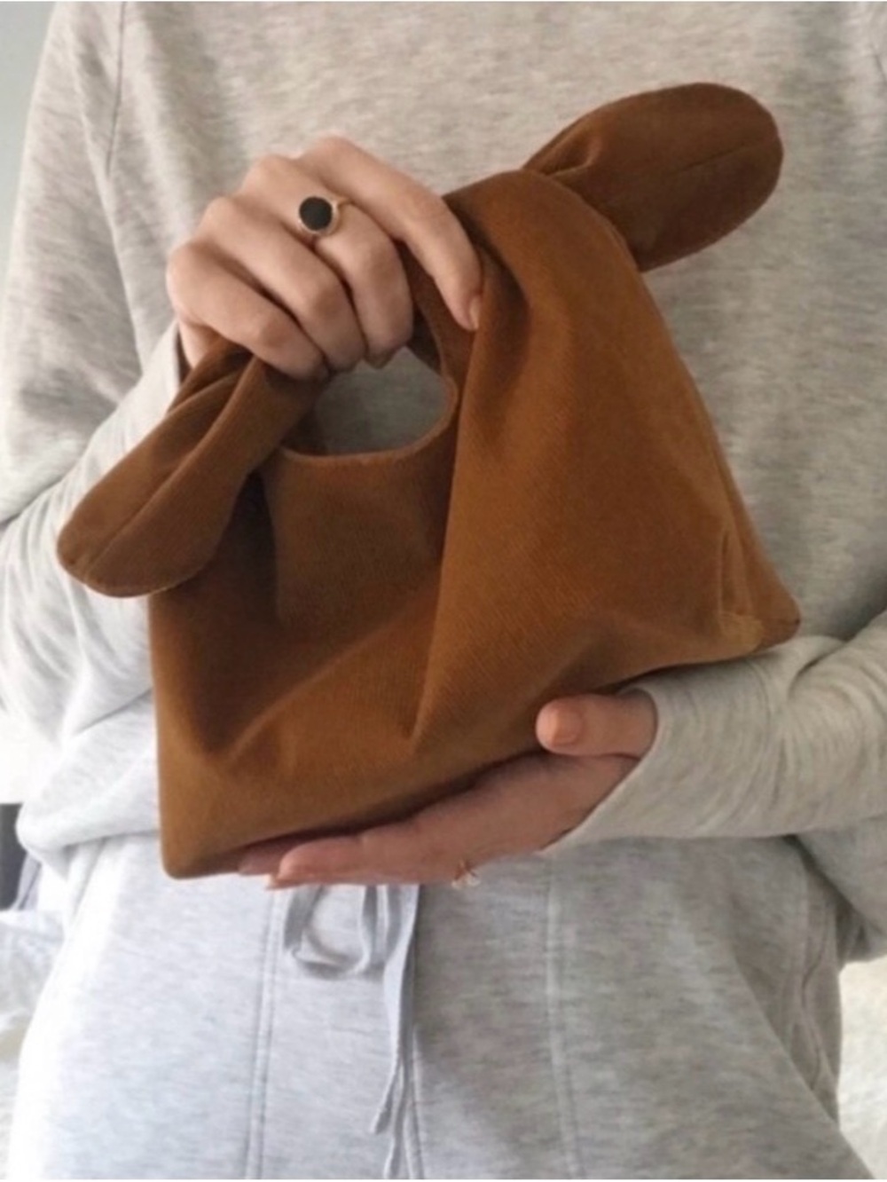Merit Corduroy Boho Cosmetic Knot Handle Bag - NEW